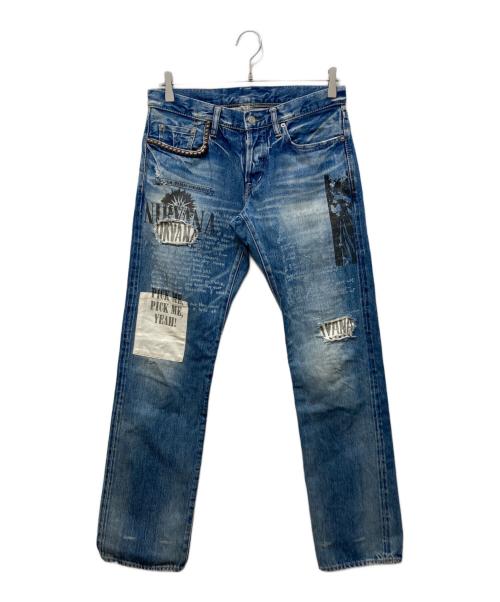 Hysteric Glamour（ヒステリックグラマー）Hysteric Glamour (ヒステリックグラマー) NIRVANA パッチデニムパンツ インディゴ サイズ:30の古着・服飾アイテム