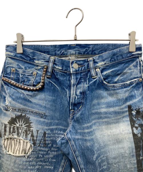 Hysteric Glamour（ヒステリックグラマー）Hysteric Glamour (ヒステリックグラマー) NIRVANA パッチデニムパンツ インディゴ サイズ:30の古着・服飾アイテム