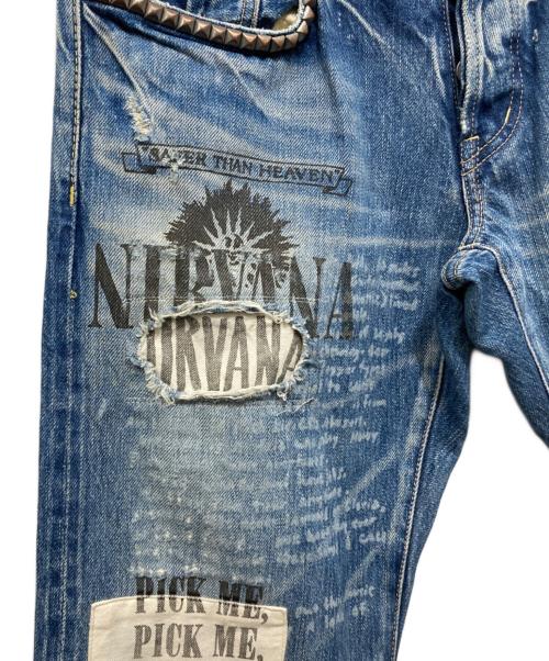 Hysteric Glamour（ヒステリックグラマー）Hysteric Glamour (ヒステリックグラマー) NIRVANA パッチデニムパンツ インディゴ サイズ:30の古着・服飾アイテム