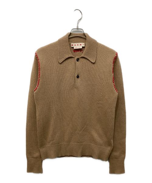 MARNI（マルニ）MARNI (マルニ) ウールカシミヤニットポロ ブラウン サイズ:48の古着・服飾アイテム