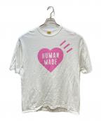 HUMAN MADEヒューマンメイド）の古着「ハートプリントTシャツ」｜ホワイト×ピンク