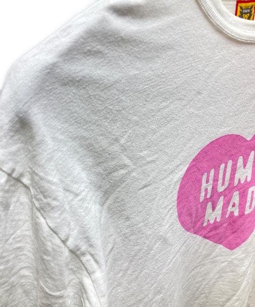 HUMAN MADE（ヒューマンメイド）HUMAN MADE (ヒューマンメイド) ハートプリントTシャツ ホワイト×ピンク サイズ:XLの古着・服飾アイテム