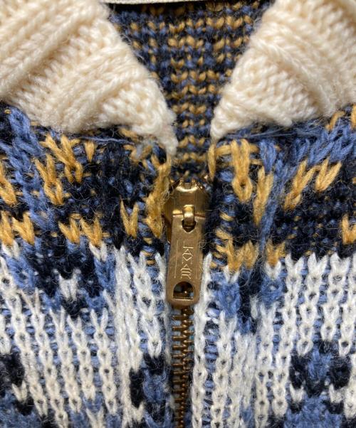 TOWN CRAFT（タウンクラフト）TOWN CRAFT (タウンクラフト) ウールジップニットジャケット アイボリー×ネイビー サイズ:Ｍの古着・服飾アイテム