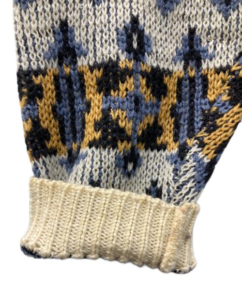 TOWN CRAFT（タウンクラフト）TOWN CRAFT (タウンクラフト) ウールジップニットジャケット アイボリー×ネイビー サイズ:Ｍの古着・服飾アイテム