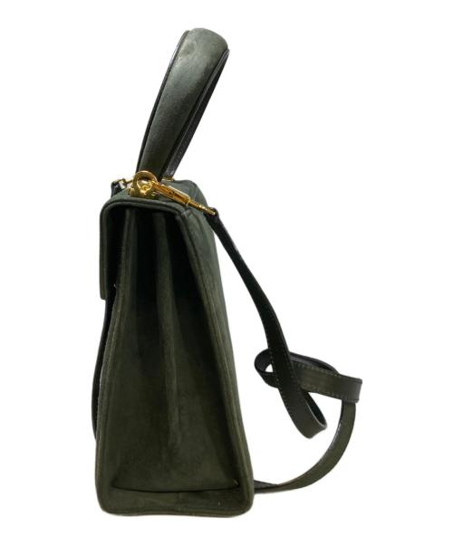Salvatore Ferragamo（サルヴァトーレ フェラガモ）Salvatore Ferragamo (サルヴァトーレ フェラガモ) ガンチーニ スエード2WAYショルダーバッグ グリーンの古着・服飾アイテム