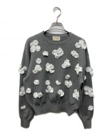 UNITED ARROWS（ユナイテッドアローズ）の古着「3D フラワーモチーフ ロングスリーブ ニット」｜グレー