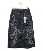 TAAKKターク）の古着「刺繍デニムスカート」｜インディゴ