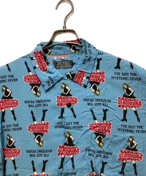 Hysteric Glamour（ヒステリックグラマー）Hysteric Glamour (ヒステリックグラマー) VIXEN GIRL柄 オープンカラーシャツ 02232AH02 ブルー サイズ:Lの古着・服飾アイテム
