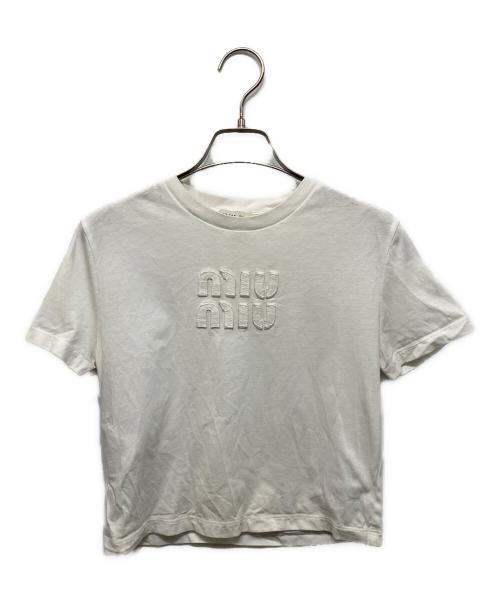MIU MIU（ミュウミュウ）MIU MIU (ミュウミュウ) コットンジャージーTシャツ ホワイト サイズ:XSの古着・服飾アイテム