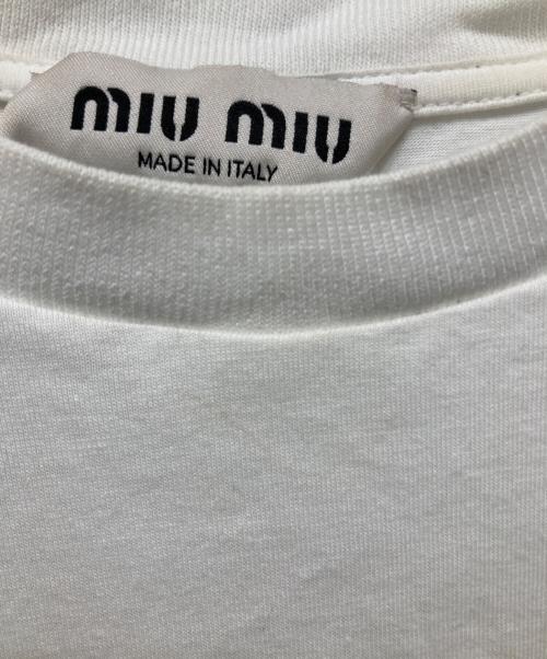MIU MIU（ミュウミュウ）MIU MIU (ミュウミュウ) コットンジャージーTシャツ ホワイト サイズ:XSの古着・服飾アイテム