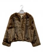Sea Room lynnシールームリン）の古着「collab Eco Fur ノーカラーコート」｜ブラウン