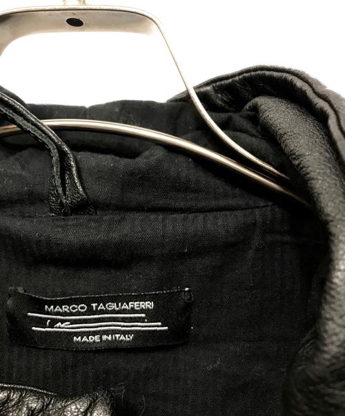 MARCO TAGLIAFERRI（マルコタリアフェリ）MARCO TAGLIAFERRI (マルコタリアフェリ) レザーフーデッドコート ブラック サイズ:46の古着・服飾アイテム