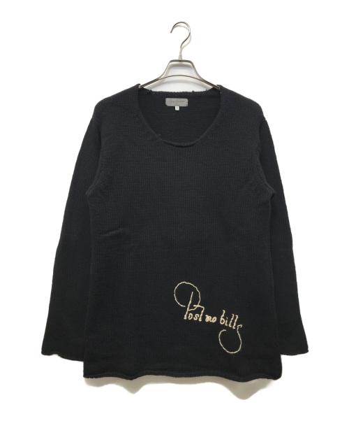 Yohji Yamamoto pour homme（ヨウジヤマモト プールオム）Yohji Yamamoto pour homme (ヨウジヤマモト プールオム) 07AW 石ノ森期 英字メッセージ刺繍ニット ブラック サイズ:3の古着・服飾アイテム