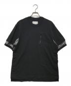 sacaiサカイ）の古着「バンダナ切替Tシャツ」｜ブラック×グレー