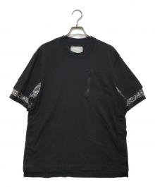 sacai（サカイ）の古着「バンダナ切替Tシャツ」｜ブラック×グレー