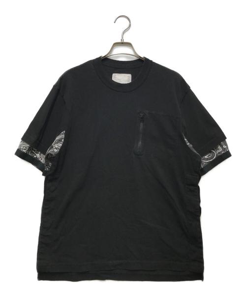 sacai（サカイ）sacai (サカイ) バンダナ切替Tシャツ ブラック×グレー サイズ:1の古着・服飾アイテム