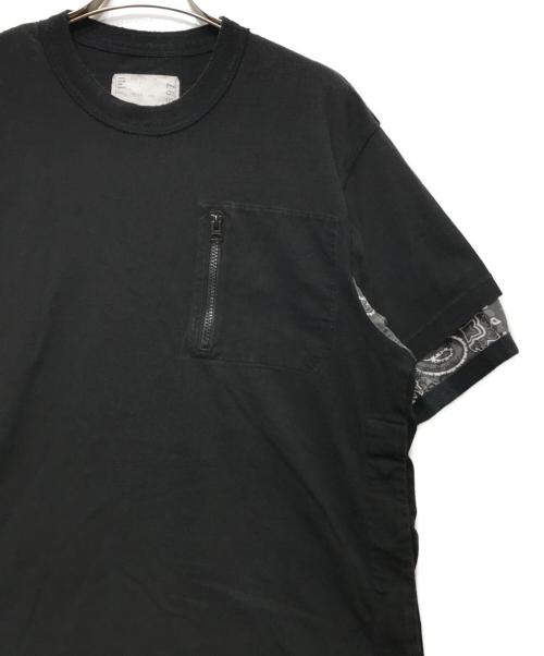 sacai（サカイ）sacai (サカイ) バンダナ切替Tシャツ ブラック×グレー サイズ:1の古着・服飾アイテム