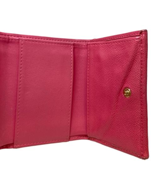 CHANEL（シャネル）CHANEL (シャネル) キャビアスキン マトラッセ クラシックスモールフラップウォレット ピンクの古着・服飾アイテム