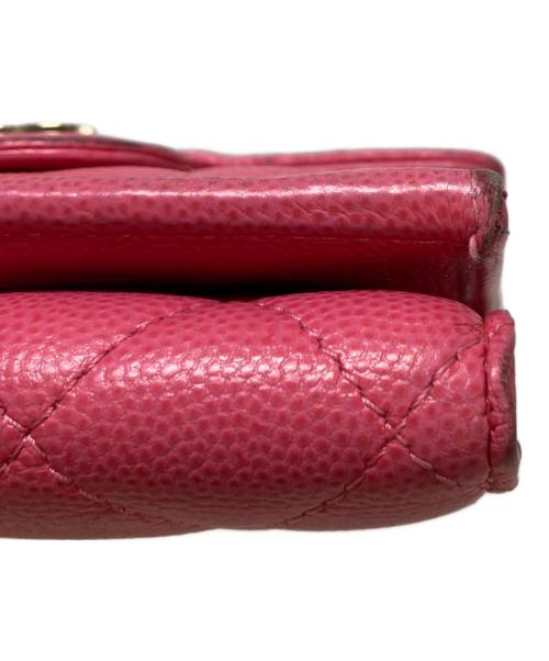 CHANEL（シャネル）CHANEL (シャネル) キャビアスキン マトラッセ クラシックスモールフラップウォレット ピンクの古着・服飾アイテム