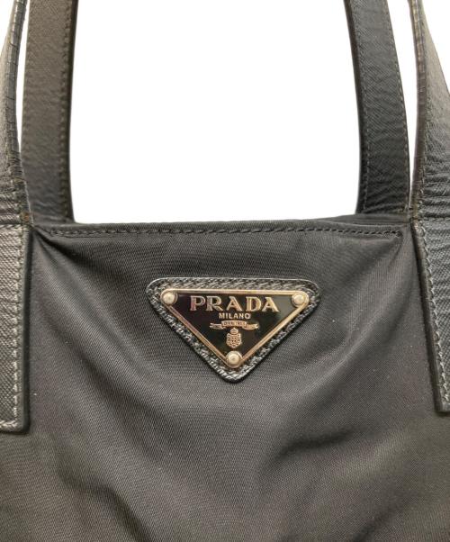 PRADA（プラダ）PRADA (プラダ) Re-Nylon サフィアーノレザー トートバッグ ブラックの古着・服飾アイテム