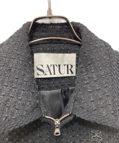 SATUR（セター）SATUR (セター) ツイードジップジャケット ブラック サイズ:WSの古着・服飾アイテム