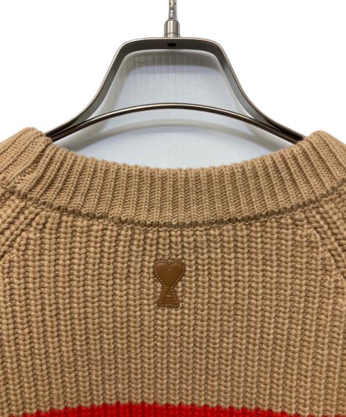 AMI Alexandre Mattiussi（アミアレクサンドルマテュッシ）AMI Alexandre Mattiussi (アミアレクサンドルマテュッシ) ブラウン ウール ラウンドカラー クロスステッチ セーター ブラウン サイズ:XSの古着・服飾アイテム