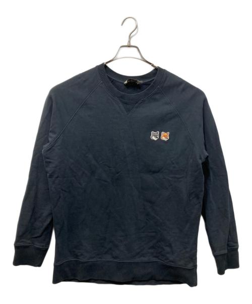 maison kitsune（メゾンキツネ）MAISON KITSUNE (メゾンキツネ) ダブルフォックスヘッド スウェットシャツ ブラック サイズ:XLの古着・服飾アイテム