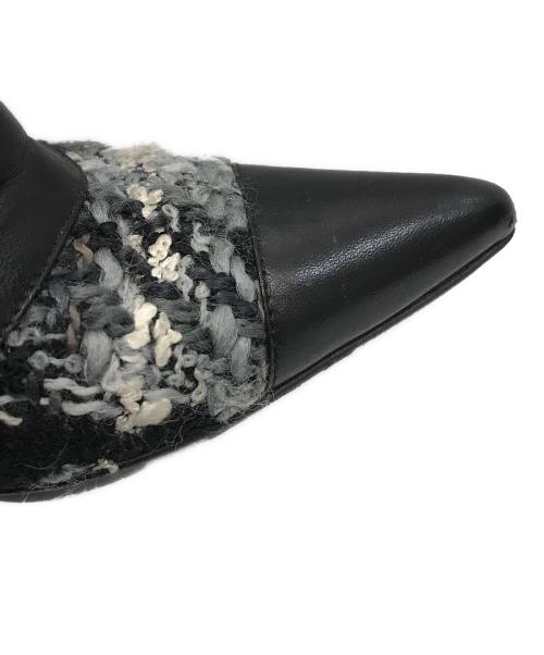 CHANEL（シャネル）CHANEL (シャネル) レザーツイードコンビカメリアロングブーツ ホワイト×ブラック サイズ:38の古着・服飾アイテム