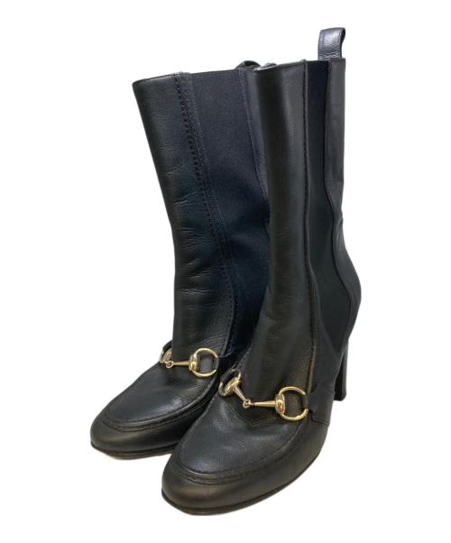 GUCCI（グッチ）GUCCI (グッチ) ホースビットサイドゴアアンクルブーツ ブラック サイズ:37Cの古着・服飾アイテム
