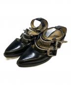 TOGA PULLAトーガ プルラ）の古着「クロスストラップフラットシューズ」｜ブラック