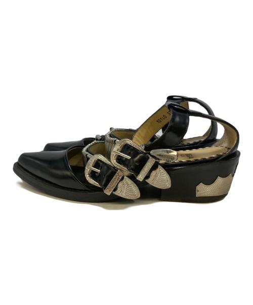 TOGA PULLA（トーガ プルラ）TOGA PULLA (トーガ プルラ) クロスストラップフラットシューズ ブラック サイズ:37の古着・服飾アイテム