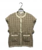 BALLSEYボールジィ）の古着「ニットコンビツイード フレンチスリーブジレ」｜ベージュ