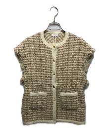 BALLSEY（ボールジィ）の古着「ニットコンビツイード フレンチスリーブジレ」｜ベージュ