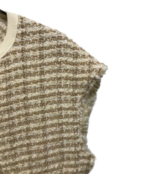 BALLSEY（ボールジィ）BALLSEY (ボールジィ) ニットコンビツイード フレンチスリーブジレ ベージュ サイズ:36の古着・服飾アイテム