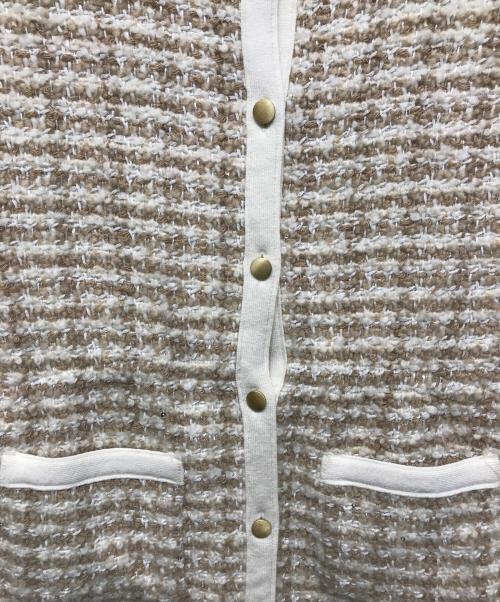 BALLSEY（ボールジィ）BALLSEY (ボールジィ) ニットコンビツイード フレンチスリーブジレ ベージュ サイズ:36の古着・服飾アイテム