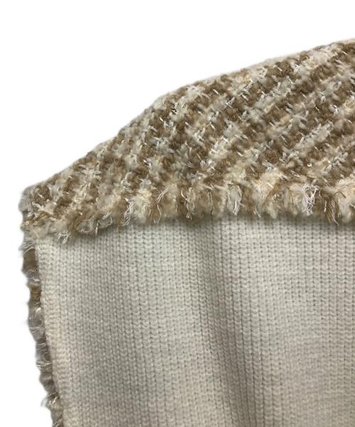 BALLSEY（ボールジィ）BALLSEY (ボールジィ) ニットコンビツイード フレンチスリーブジレ ベージュ サイズ:36の古着・服飾アイテム