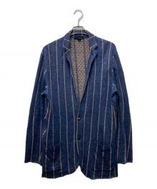 LARDINI（ラルディーニ）の古着「ストライプニットジャケッ」｜ネイビー