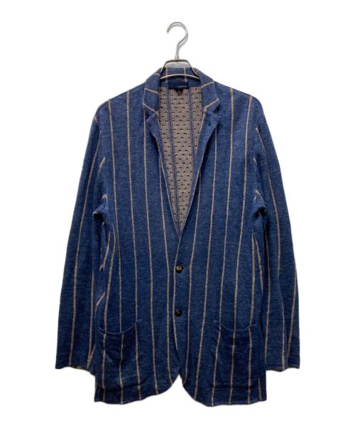 LARDINI（ラルディーニ）LARDINI (ラルディーニ) ストライプニットジャケッ ネイビー サイズ:SIZE Lの古着・服飾アイテム