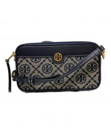 TORY BURCH（トリーバーチ）の古着「モノグラムジャガードカメラバッグ」｜ベージュ×ネイビー
