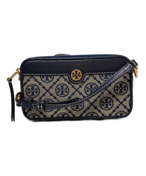 TORY BURCH（トリーバーチ）TORY BURCH (トリーバーチ) モノグラムジャガードカメラバッグ ベージュ×ネイビーの古着・服飾アイテム