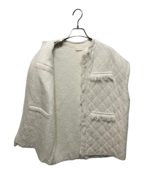 BALLSEY（ボールジィ）BALLSEY (ボールジィ) キルティングブークレー フリンジジレ ホワイト サイズ:Sの古着・服飾アイテム