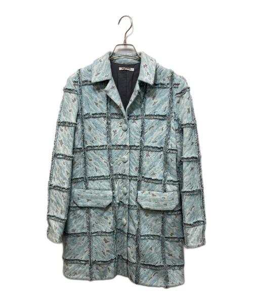 FUMIKA UCHIDA（フミカウチダ）FUMIKA UCHIDA (フミカウチダ) PATCHWORK ZEBRA HALF COAT ブルー サイズ:36の古着・服飾アイテム