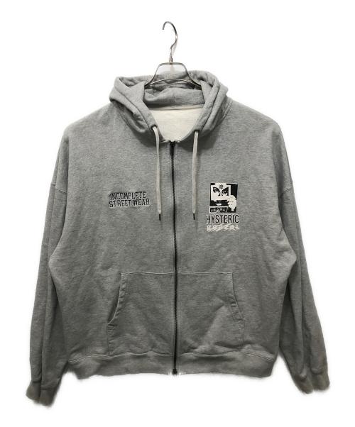genzai（ゲンザイ）genzai (ゲンザイ) Hysteric Glamour (ヒステリックグラマー) Zip Hoodie グレー サイズ:XLの古着・服飾アイテム