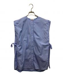 YORI（ヨリ）の古着「ウェッジラインブラウス」｜ブルー