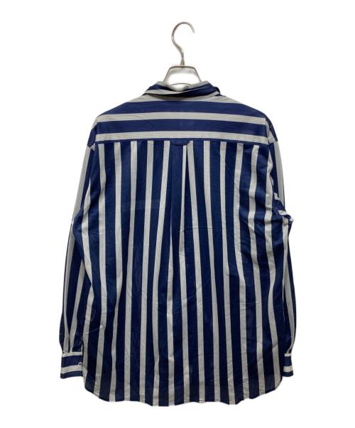 MOUNTAIN RESEARCH（マウンテンリサーチ）MOUNTAIN RESEARCH (マウンテンリサーチ) メッシュストライプシャツ ネイビー×グレー サイズ:XLの古着・服飾アイテム