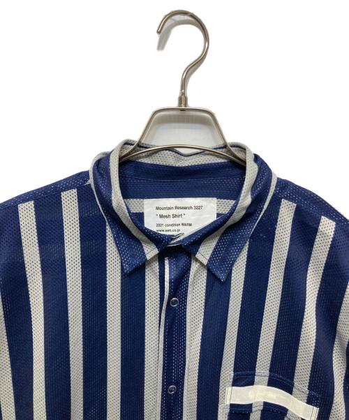 MOUNTAIN RESEARCH（マウンテンリサーチ）MOUNTAIN RESEARCH (マウンテンリサーチ) メッシュストライプシャツ ネイビー×グレー サイズ:XLの古着・服飾アイテム