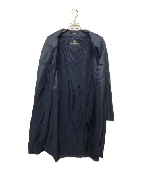 Aquascutum（アクアスキュータム）Aquascutum (アクアスキュータム) ウールシルク ステンカラーコート ブルー サイズ:38の古着・服飾アイテム