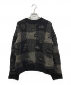 OUR LEGACYアワーレガシー）の古着「SONAR ROUNDNECK チェックニット」｜ブラック×ベージュ