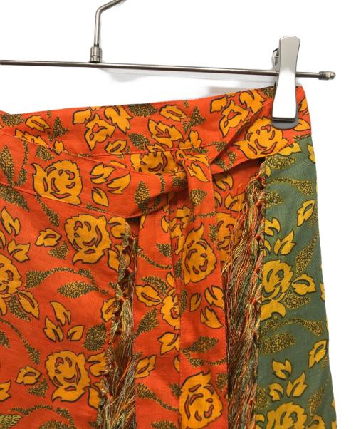 LOEWE（ロエベ）LOEWE (ロエベ) 総柄リネンラップスカート オレンジ サイズ:38の古着・服飾アイテム