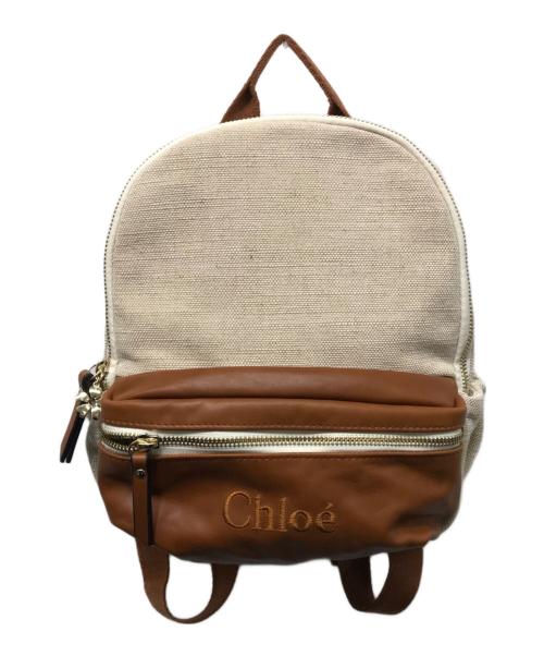 Chloe（クロエ）Chloe (クロエ) キャンバス切替リュックサック ホワイトの古着・服飾アイテム